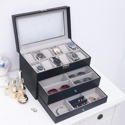 China Luxury Elegant High Quality Unisex Watch Box Jewelry Clip Earrings Packaging Sun Glasses And Glass Storage Box for sale