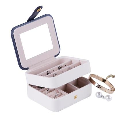 China Luxury New Three-layer Leather Jewelry Box Light Style Drawer Watch Storage Display Storage Box Earring Earrings With Box lock jewelry for sale