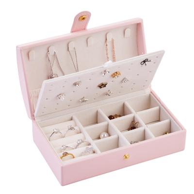 China Portable Jewelry Storage Box Ring Necklace Earrings Jewelry Box PU Earrings Display Storage Watch Packaging Box for sale