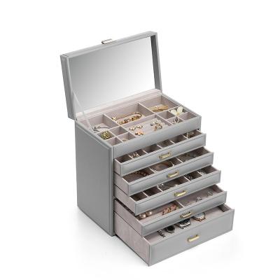 China Vintage Classic Elegant Luxury Fashionable Crystal Display Organizer Necklaces Storage Drawer Wooden Jewelry Box for sale