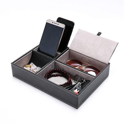 China Wholesale Leather Top Storage Table PU Storage Box Office Home Leather Desk Desk Organize Tray for sale