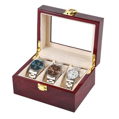 China Luxury classic elegant 3piano vintage paint spray paint watch storage box display box lightweight wooden watch box for sale