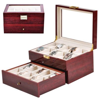 China 20 Piano Classic Elegant Luxury Vintage Paint Spray Paint Watch Storage Box Light Wood Watch Box for sale