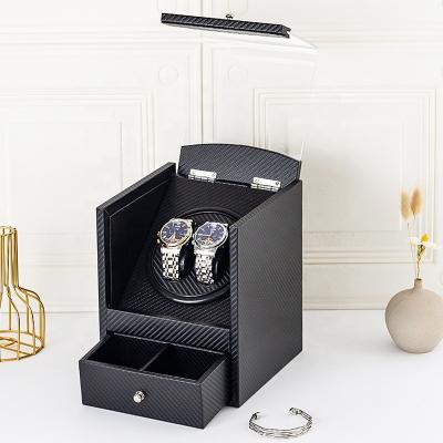 China Handmade wooden PU leather le2+2 automatic watch on flip table watch chain winder for sale