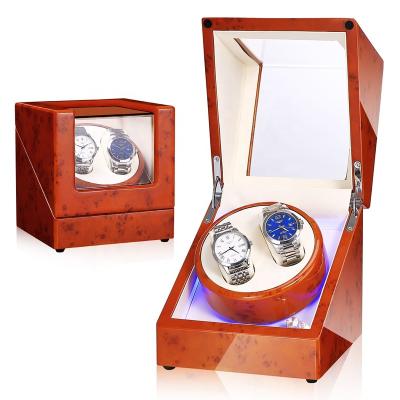 China Finishes Piano Lacquer Wood Lightweight 2+0 Shaker With Lamp And Storage Watch Winder Automatic Winder for sale