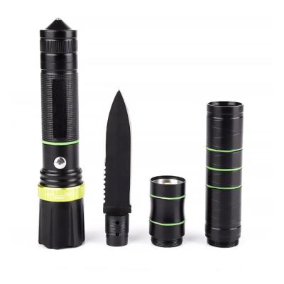 China Hot Selling USB Rechargeable Emergency Led Torches Light Up Emergency Zoomable LED Self Defense Multifunctional Waterproof Flashlights With Knife for sale