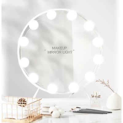 China New Design Modern Light Bulbs DIY Vanity Mirror Lights USB Charging Hollywood Style 3 Mode Dressing Makeup Mirror Lamp for sale