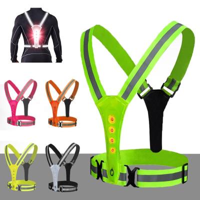 China Wholesale 3 Modes High Reflection Water Proof USB Rechargeable Safety Vest Night Reflective Running Vest For Runners for sale