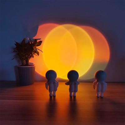 China New Product Modern Astronaut 360 Degree Rotation Rechargeable Night Light LED Touch Sunset Rainbow Projector Lamp For Living Room for sale