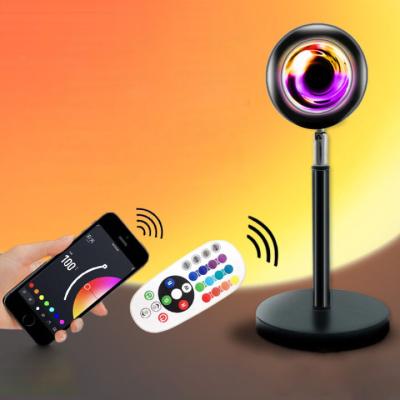 China Modern Remote Night Light 16Colors Bluetooth APP Music Rhythm Sunset Rhythm Floor Lamp RGB LED Floor Light Photographic Projection Lamp for sale