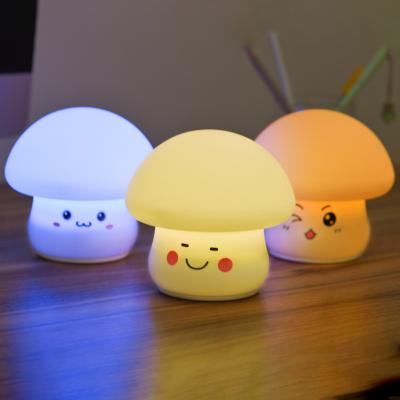 China European Mushroom LED Decoration Silicone RGB Cartoon Baby Night Light Rechargeable Remote Touch Control Light for Kids for sale