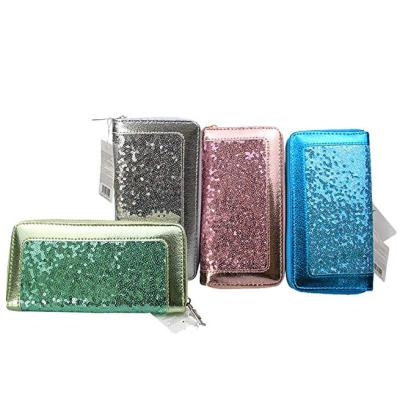 China Waterproof Women PU Leather Handbag Wallet Clutch With Sequin Ladies Bracelets Bag Purse for sale