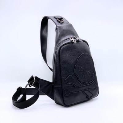 China Anti-theft Men's Leather Bag Skull Chest Bag Sling Backpack Cross - Body Bags for sale