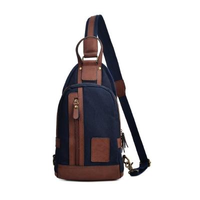 China Waterproof Mens Vintage Canvas Sling Bags Multi Purpose Chest Shoulder Cross - Messenger Business Backpack Travel Body Increasing Casual Daypack for sale