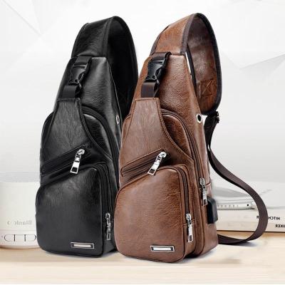 China Waterproof Mens Chest Bag Shoulder Backpack Pu Leather Sling Body Satchel Travel Cross Bag for sale