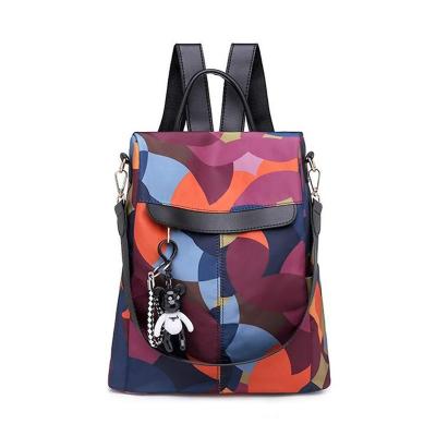 China Large capacity colorful heart waterproof nylon printing women's backpack college teenage leisure backpack shoulder bag for sale