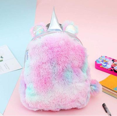 China Unicorn Backpack Cute Plush Rainbow Waterproof Daypack Mini Laser Travel Rucksack for Women Ladies Girls for sale