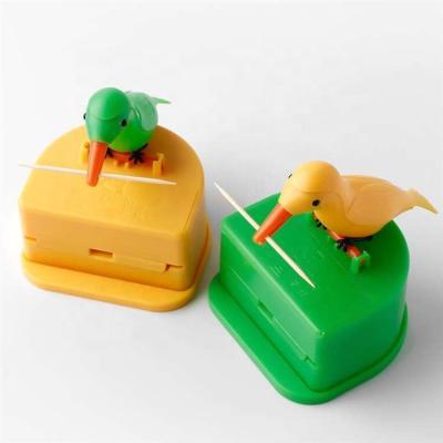 China Viable Toothpick Press Type Smart Holder Storage Box Accessories Cute Bird Toothpick Holder Kitchen Bird Toothpick Container for sale