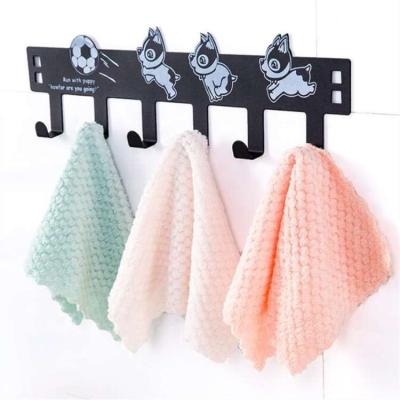 China Sustainable Kitchen Dish Towel Non-Stick Water Absorbing Hangable Rag Pineapple Grid Wash Coral Cloth for sale