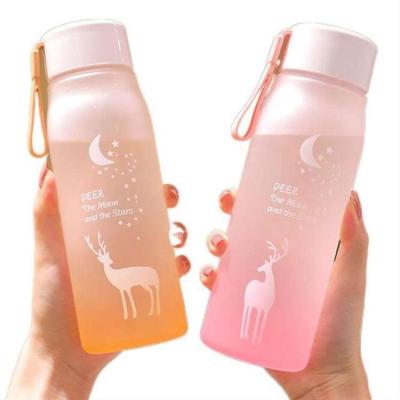 China Anti-fall Hand Cup Large Capacity Water Bottle Viable Outdoor Plastic Gradient Frosted Space Bottle for sale