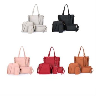 China Eco-friendly Fashion Handbag Women Bag Large Capacity Single Four-piece Lychee Pattern Soft Bag for sale