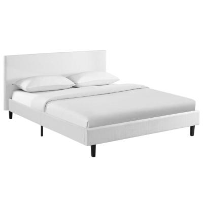 China Durable Full Fabric Bed In White Upholstered Fabric Bed Slats Bed Set Fabric Bed for sale