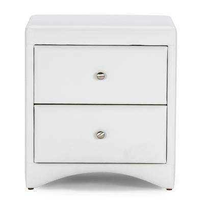 China Durable Modern Plain Faux Leather Upholstered Nightstand Modern Bedside Tables for sale