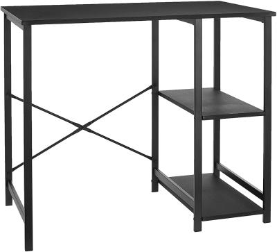 China Durable Home Office Computer Desk With Shelves , Black Table Metal Frame for sale