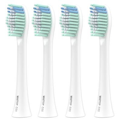 China Household Replacement Brush Heads for CD-01, CD-07, CD-09, Daily Cleaning Type Bristle, Oval Interface, 4 Packs, C65 White for sale