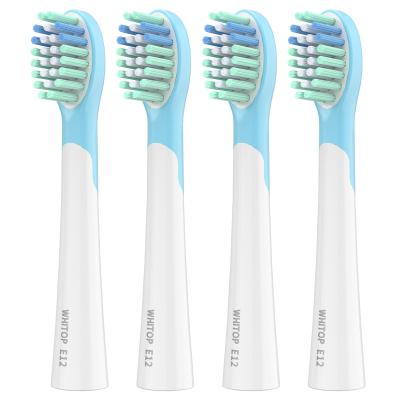 China Household WHITOP Kids Sonic Electric Toothbrush Replacement Brush Heads For Kids Soft Cleaning Type Stiffens 4 Pack E12 Blue for sale