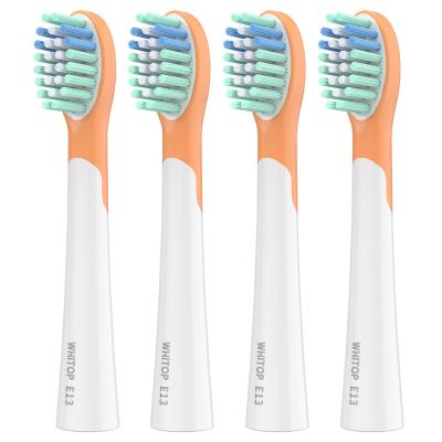 China Household WHITOP Kids Sonic Electric Toothbrush Replacement Brush Heads For Kids Soft Cleaning Type Stiffens 4 Pack E13 Orange for sale