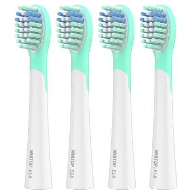 China Household WHITOP Kids Sonic Electric Toothbrush Replacement Brush Heads For Kids Soft Cleaning Type Stiffens 4 Pack E14 Green for sale