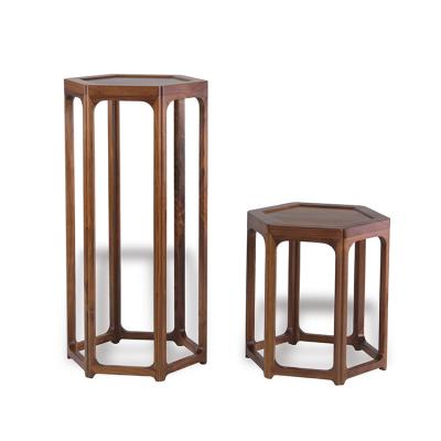 China Bar Stool (Height)Adjustable Classic Hexagonal Vintage Style Black Walnut Wood Furniture for sale