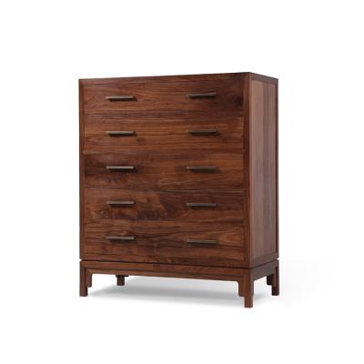 China Cabinet Black Walnut Wood Furniture Chest (Other) Adjustable Side Drawers Furniture Light Luxury Wood With 5 Drawers for sale