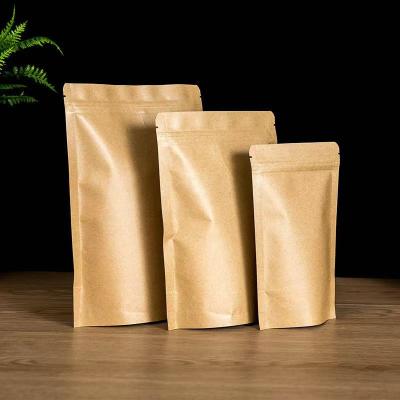 China Disposable Kraft Paper Stand Up Pouches 5.9*8.6 Inches, Ziplock Backing Up Bags With Matte Window, Reusable, Heat Sealable for sale