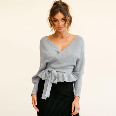 China Manufacturer Provide Custom Women's V-Neck Breathable Stylish Knitted Full Spring Autumn Long Sleeve Sweaters for sale