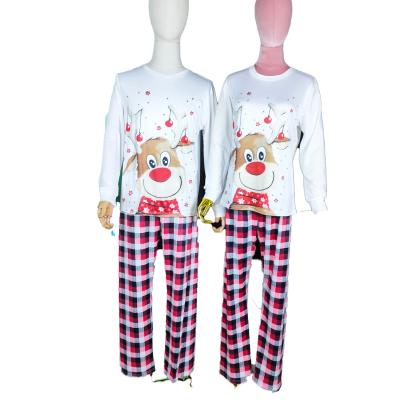 China QUICK-DRY Long-sleeved Pajamas Parent-child Print Hoop Christmas Home Wear Suit in stock for sale