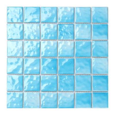 China Turquoise Glazed Glazed Metallic Ceramic Tiles Sky Blue Textured Textured Mosaic for sale