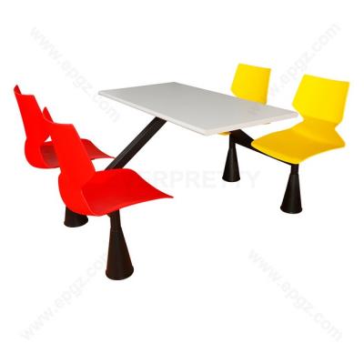 China Modern high quality school restaurant canteen metal dining table set with chairs for sale