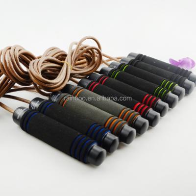 China Wholesale high quality high speed fitness equipment leather jump rope with logo for sale