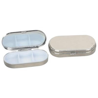 China With mirror logo printing cheap one day metal pill oval box one in 3 or 2 case with mirror for promotion for sale