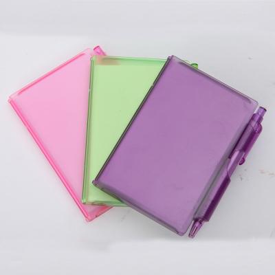 China Mini hardcover plastic cover pocket notebook with ballpoint pen for sale