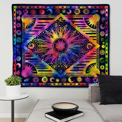 China Amazon Custom Bohemian Hot Selling 3D Print Tapestry Psychological Black Colorful Wall Hanging Sun And Moon Tapestries for sale