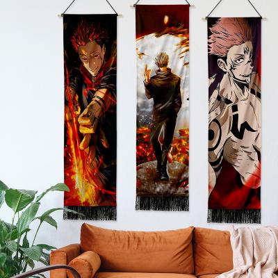 China Japanese Art Deco Hot Sale Anime Tapestry Long Double Layers Manga Decoration Wall Art Dormitory Wall Decor 30x120cm for sale