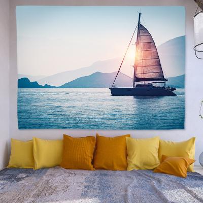 China Large Size Custom Tapestry 200x150cm Tapestry 200x150cm Wave Decor Wall Hanging Art Deco Sunset Sea Landscape Blue Sky Cloud Beach Home Decor for sale