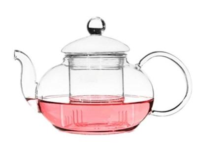 China Art Decor Glass Teapot with Infuser 800ml Removable Safe Tea Kettle for sale