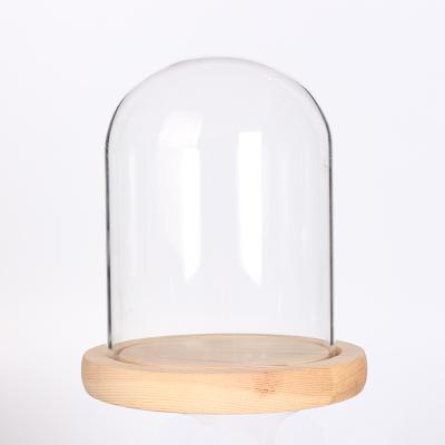 China Europe Dome Glass Cloche Cloche with Wooden Base D10H12cm/3.9