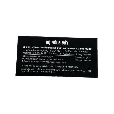 China Waterproof Label Printing Factory Custom Waterproof Vinyl Self Adhesive Sticker for Stainless Steel Daily Necessities and Canned Food for sale