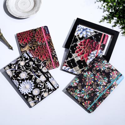 China Colorful Printing Notebook Black Agenda Planner Journal Notebook Notepad with Floral A5 Hardback Notebook for sale