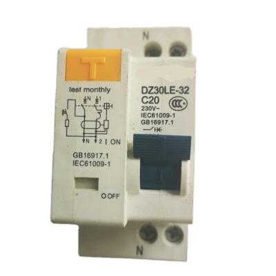 China Residual Electrical Spare Parts Current Circuit Breaker 2 Pole DZ30-LE  With Operation Protection for sale